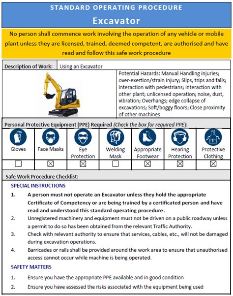 excavator sop